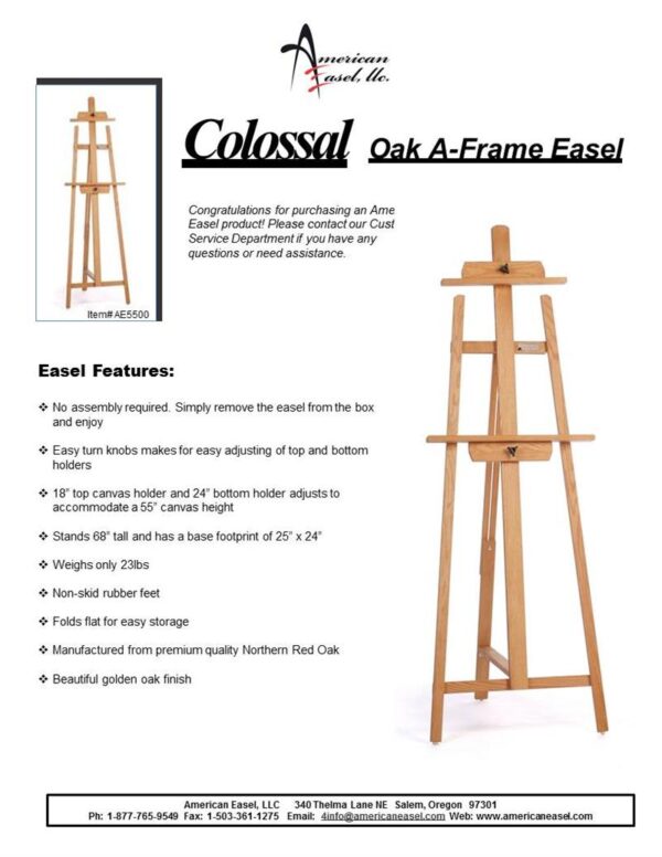 Features for the Oak A-Frame Easel
