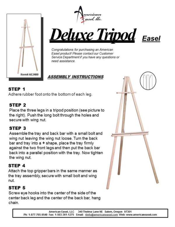 American Easel Deluxe Tripod assembly instructions