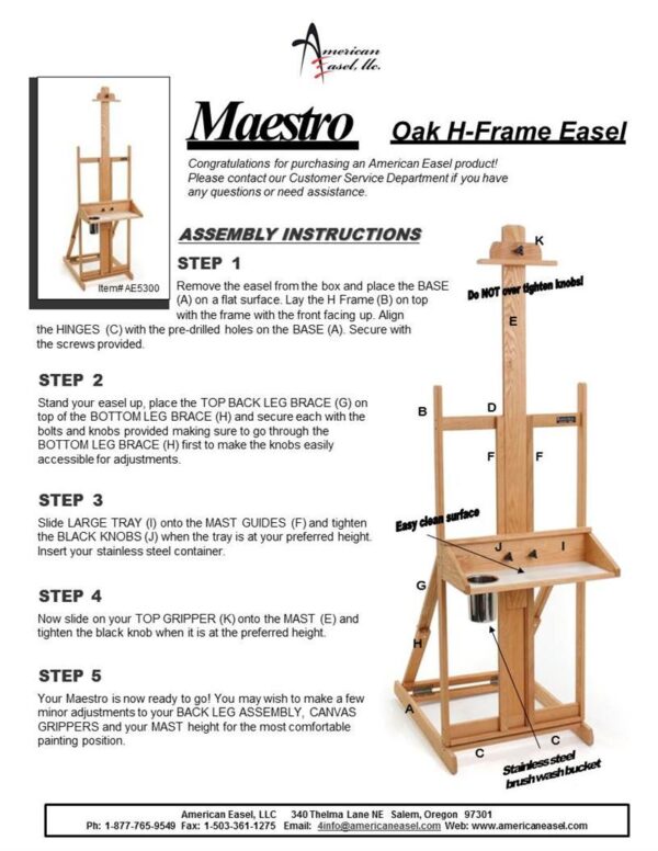 Assembly Instructions for the Oak H-Frame Easel